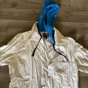 Vintage style oversized hooded button up